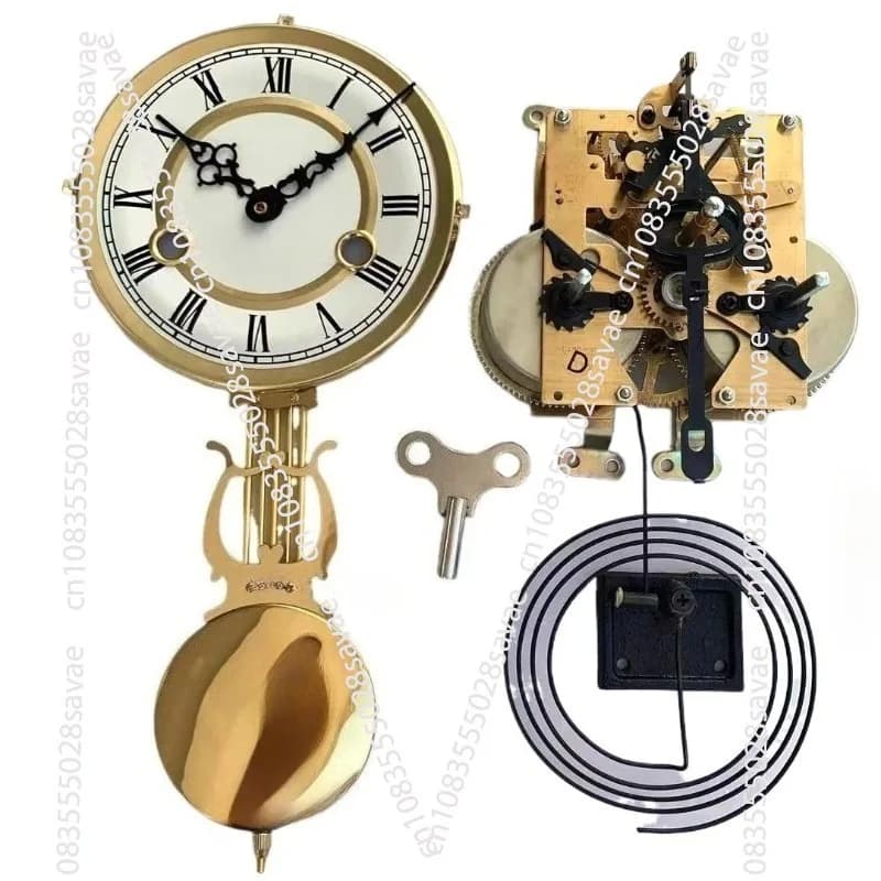 Pure Copper Movement Base Wall Clock, Old-fashioned Maintenance Swing Mechanical Wind-up Mechanical Clock Accessories 31days