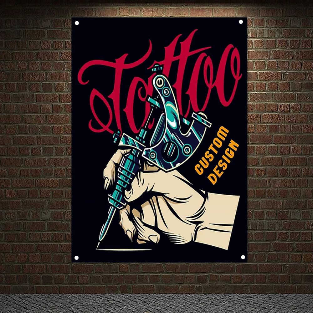 Tattoo Tools Posters Banners Wall Hanging Ornaments Skull Art Flags Bar Cafe Home Decor Wall Sticker Tapestry Canvas Painting