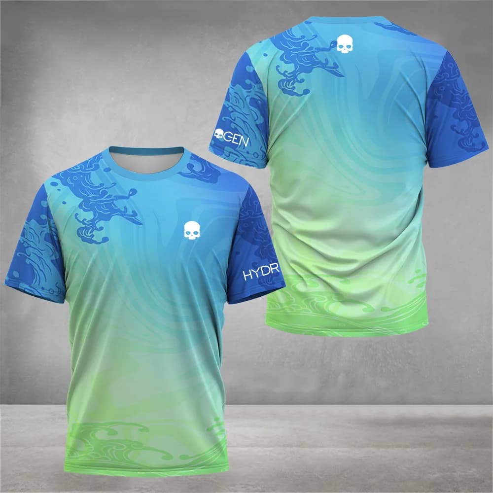 2024 Fashion Colourful 3D Print T Shirts Breathable Outdoor Running Badminton Short Sleeve Men's Loose Quick-Drying Tennis Tops