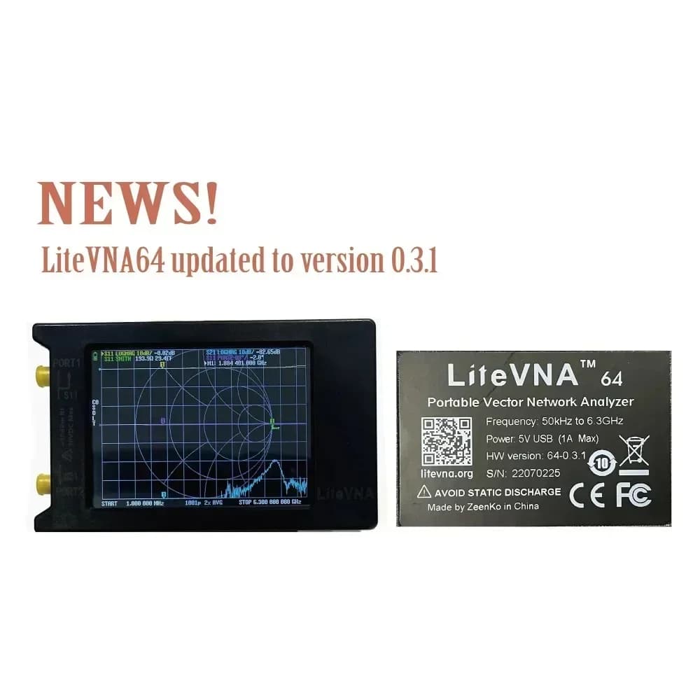 Best sell LiteVNA NanoVNA 50kHz-6.3GHz Vector Network Antenna 4" Measure S Parameters HF VHF UHF SWR Phase Delay Sm