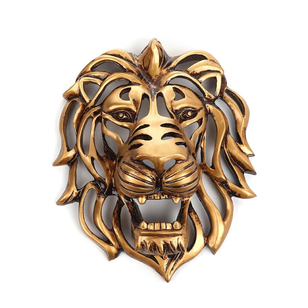 Gold Lion Head Decoration, Outdoor Entrance Door Wall Hanging Decoration, Large Entrance Resin Wall Hanging Decoration