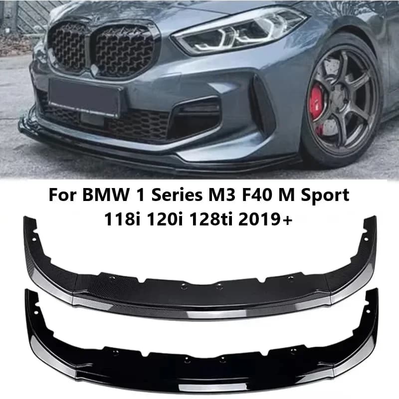 Car Front Bumper Lip Splitter For BMW 1 Series M3 F40 M Sport 118i 120i 128ti 2020-2024 Front Spoiler Diffuser BodyKit Auto Part