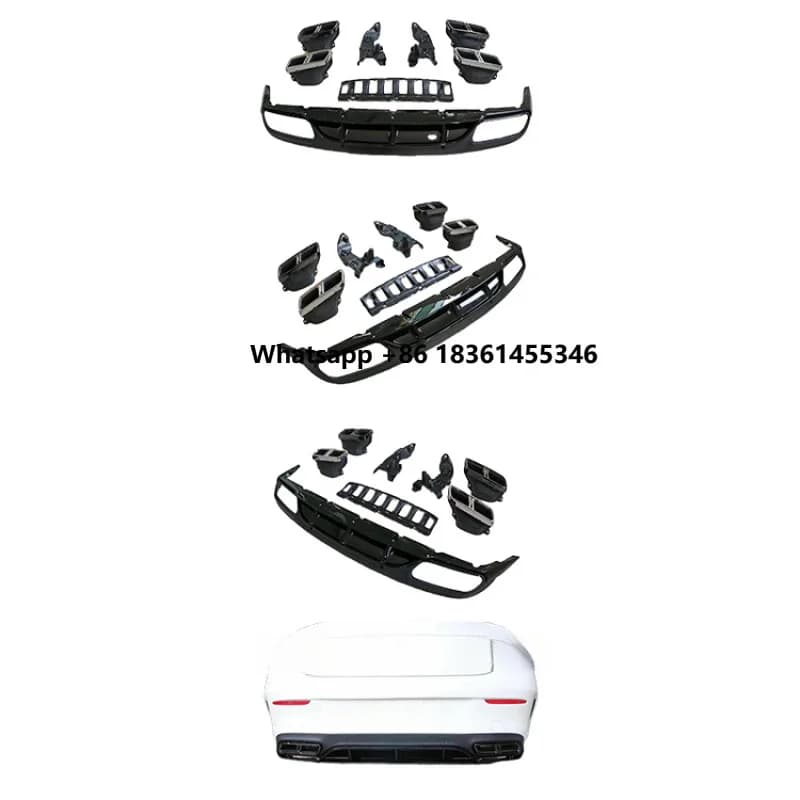 For C63 Rear Diffuser Tail Pipes Throat Gloss Black/Carbon Look  C CL Hot Selling Car Accessories New Bulk