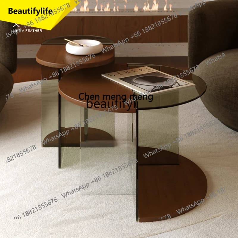 E153  Aesthetic Moon Tea Table Set for Small Apartments, French Mid-Century Minimalist Design