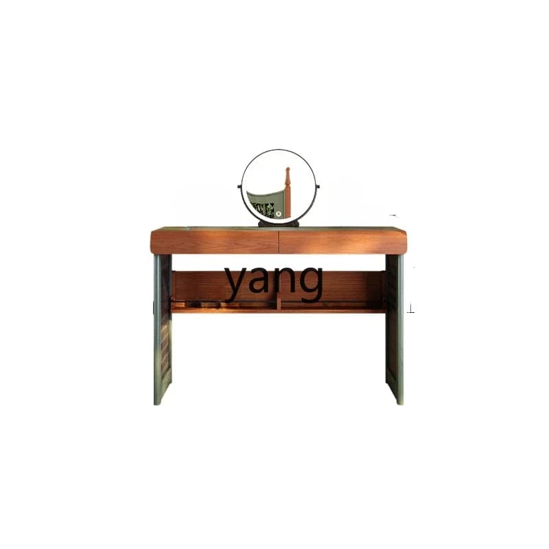 LMM French retro small apartment bedroom solid wood multi-functional simple dressing table