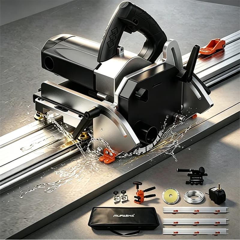 Professional 1 Rail Tile Cutting Machine Electric Manual Dual Mode 0-55° Mitre Cutter for  Large Format Porcelain Slabs