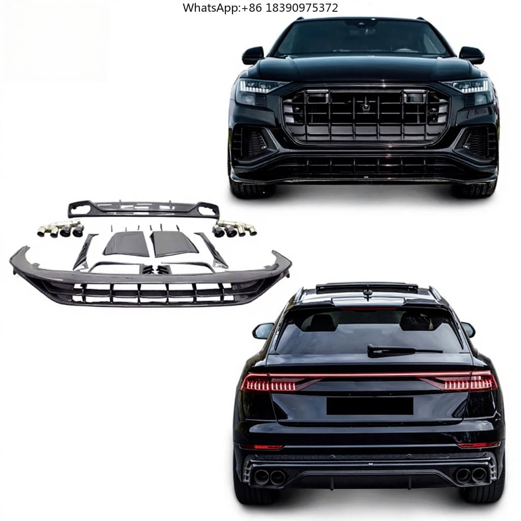Facelift Carbon Fiber Q8 Body Kit Upgraded Front Lip Diffuser Exhaust Auto Spare Part Car Bumper Spoiler Spender for  Q8 Kit