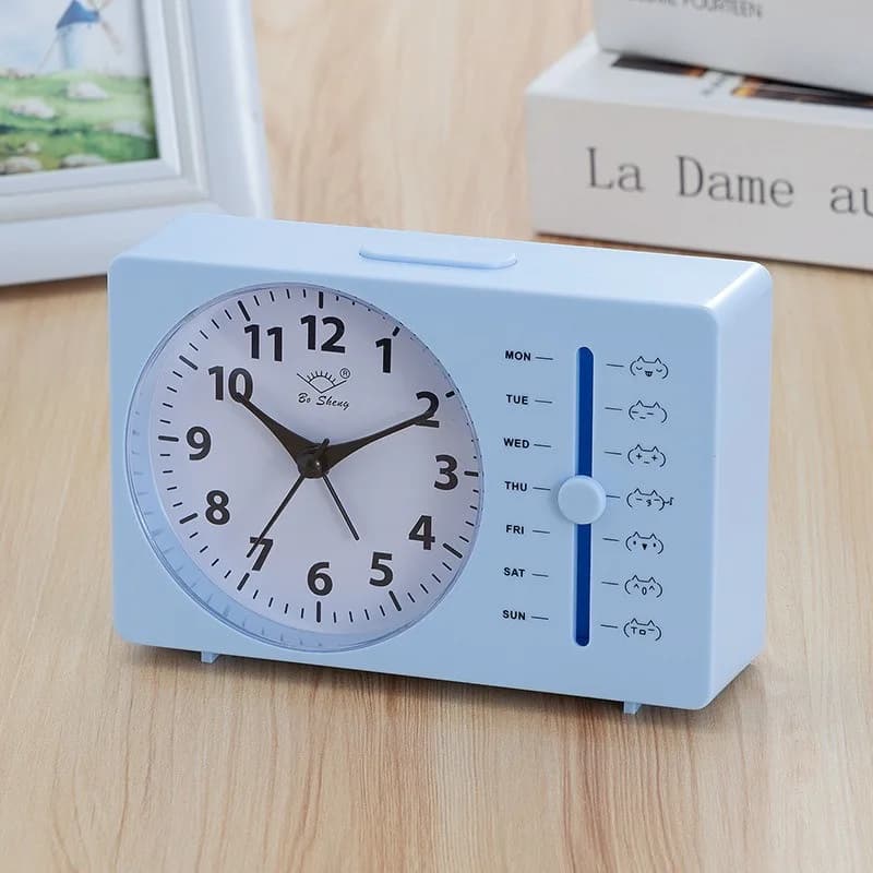 Creative Rectangular Colorful Small Alarm Clock Sweep Second Silent Quartz Desk Clock Student Wake-up Alarm Watch Home Decorate