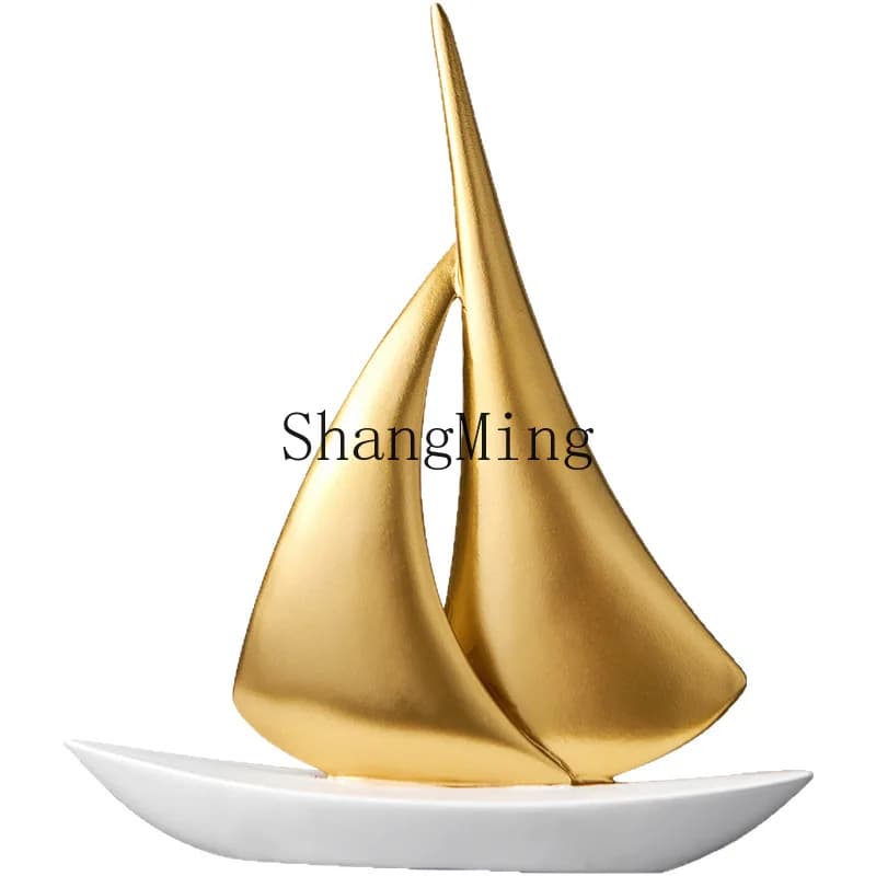DSA Creative Modern Advanced Sailing Ornament Resin Crafts Office Living Room Wine Cabinet Entrance Ornament