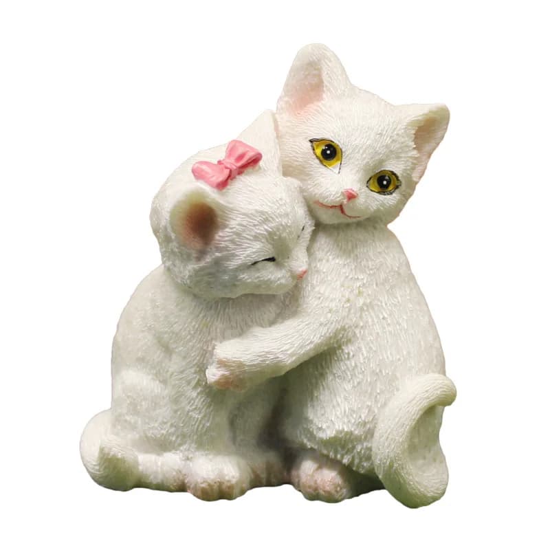 Couple Cat Figurines Hugging Cats Statue Cute Mini Ornament Home Decor Anniversary Valentine’s Day Birthday Gift