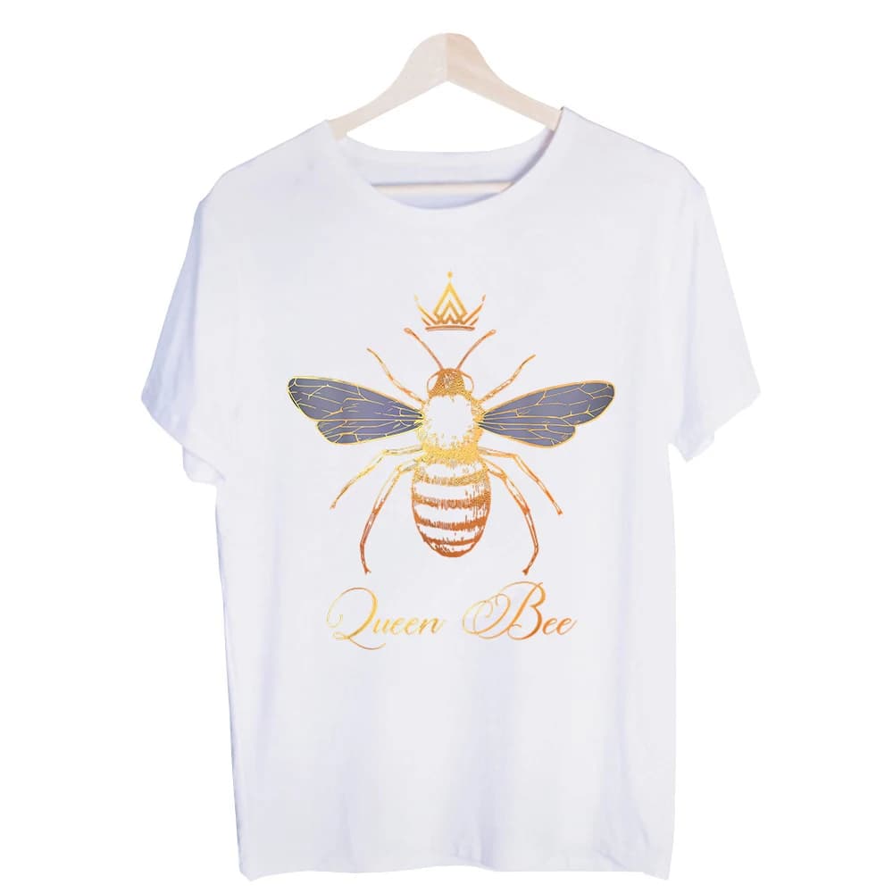 Women's Queen Bee Graphic Tee, Short Sleeve Crew Neck T-Shirt for Casual Daily Wear and Summer Outfits