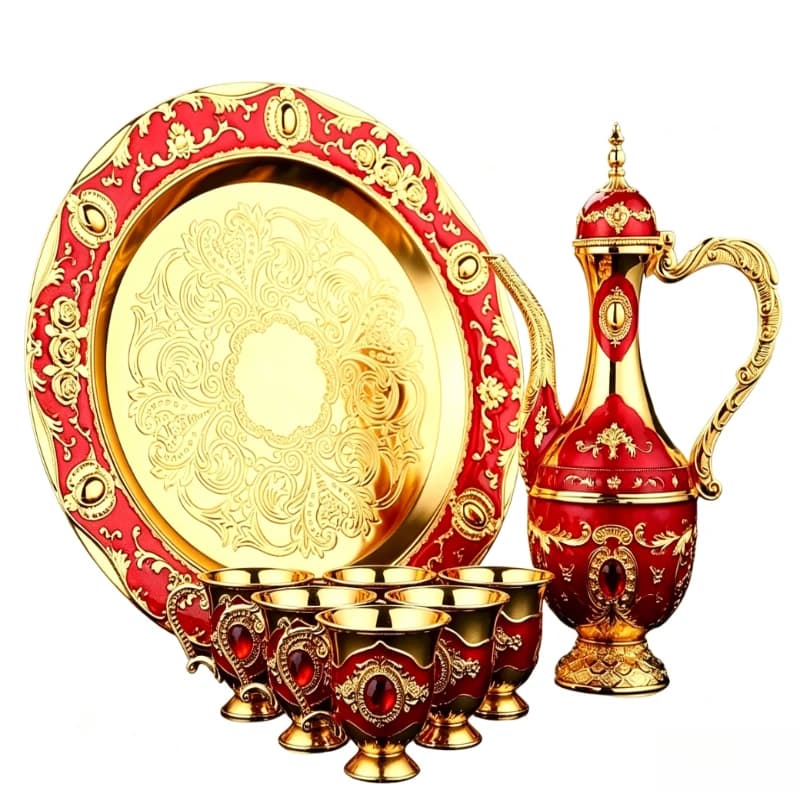 Luxury Vintage European Wine Decanter Cup Set Elegant Home Tabletop Ornament Drinking Kit for Holiday Gift