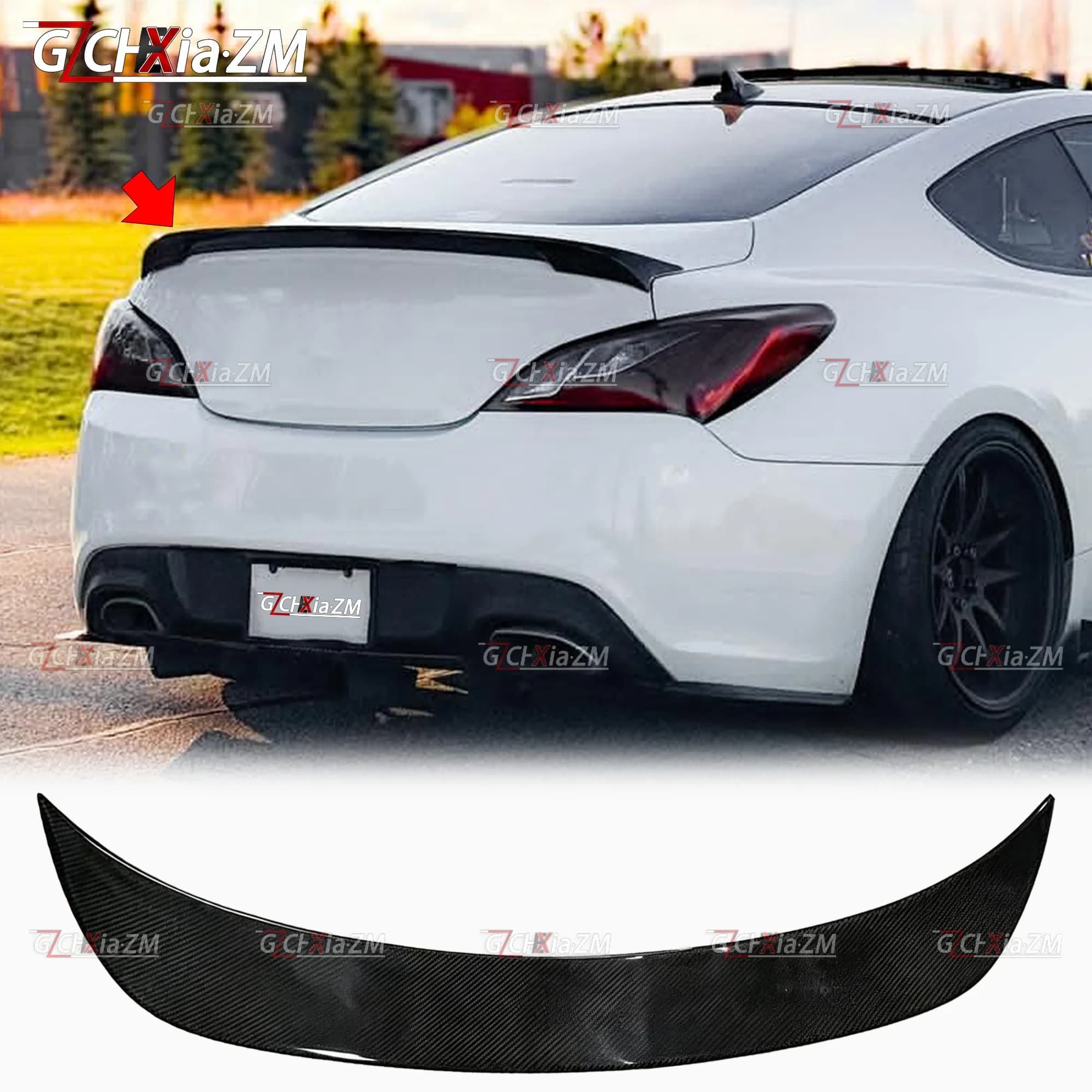 For Hyundai Genesis Coupe 2009-2015 Rear Spoiler High Quality Carbon Fiber Material Body Kit Diffuser Tail Decoration Cover