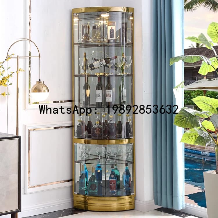 LX  Luxury Glass Wine Cabinet Fan-Shaped Corner Cabinet Wall-Mounted Corner Wine Cabinet