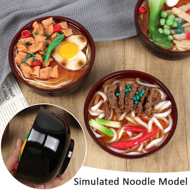 Plastic Fake Ramen Piggy Bank Egg Beef Seafood Ramen Bowl  Simulated Food Model Funny Piggy Bank Restaurant Window Display