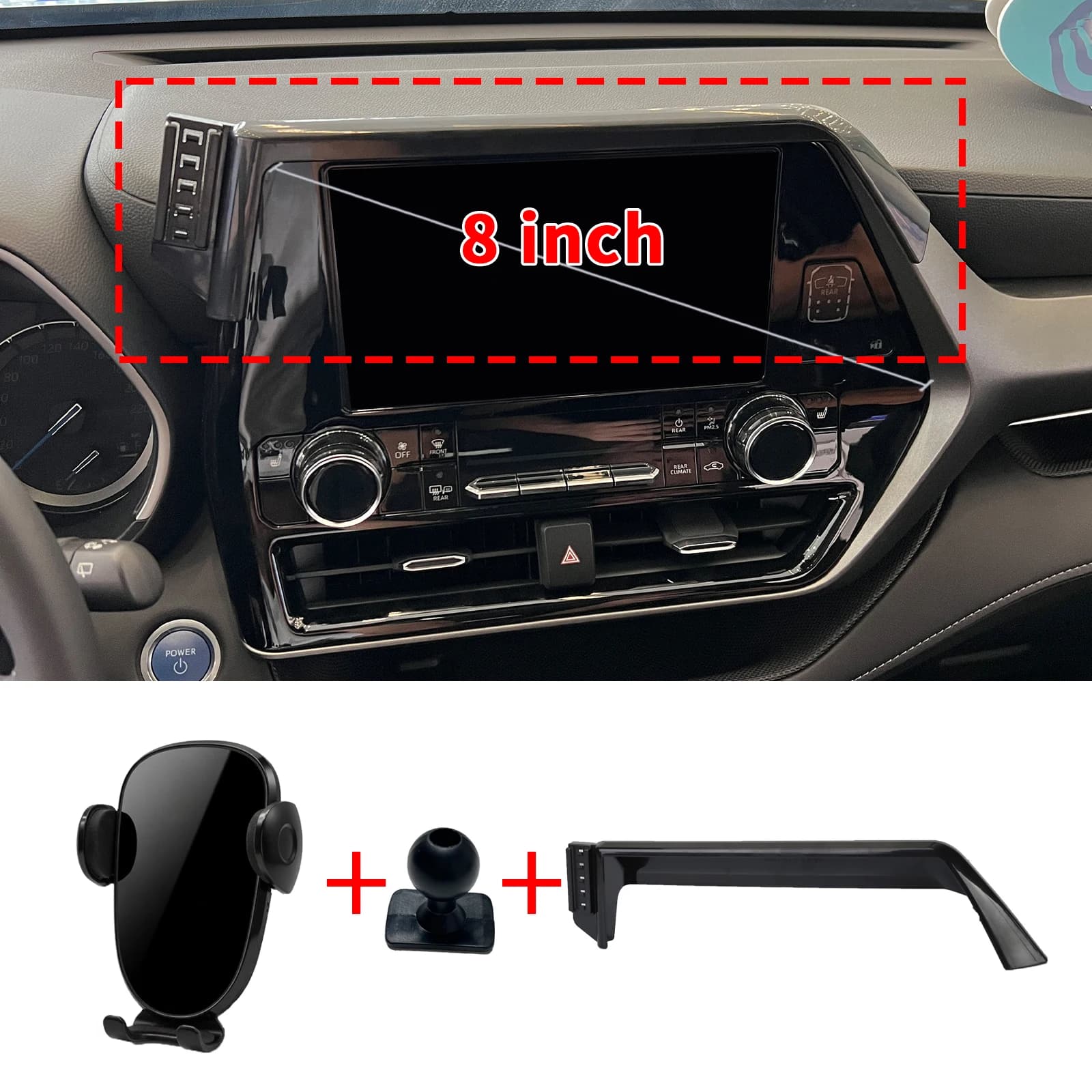 for Toyota Highlander Kluger 2020-2023 2024 2025 XU70 Dashboard Phone Mount Car Bracket Simple Setup