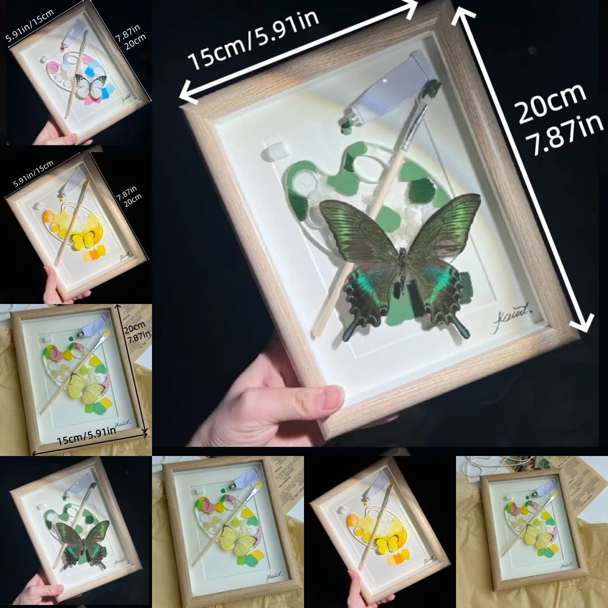 2152 Handmade Butterfly Artwork in Frame Hand Painted Palette Design Resin Craft Unique Wall Decor Ornament for Home Room Decor
