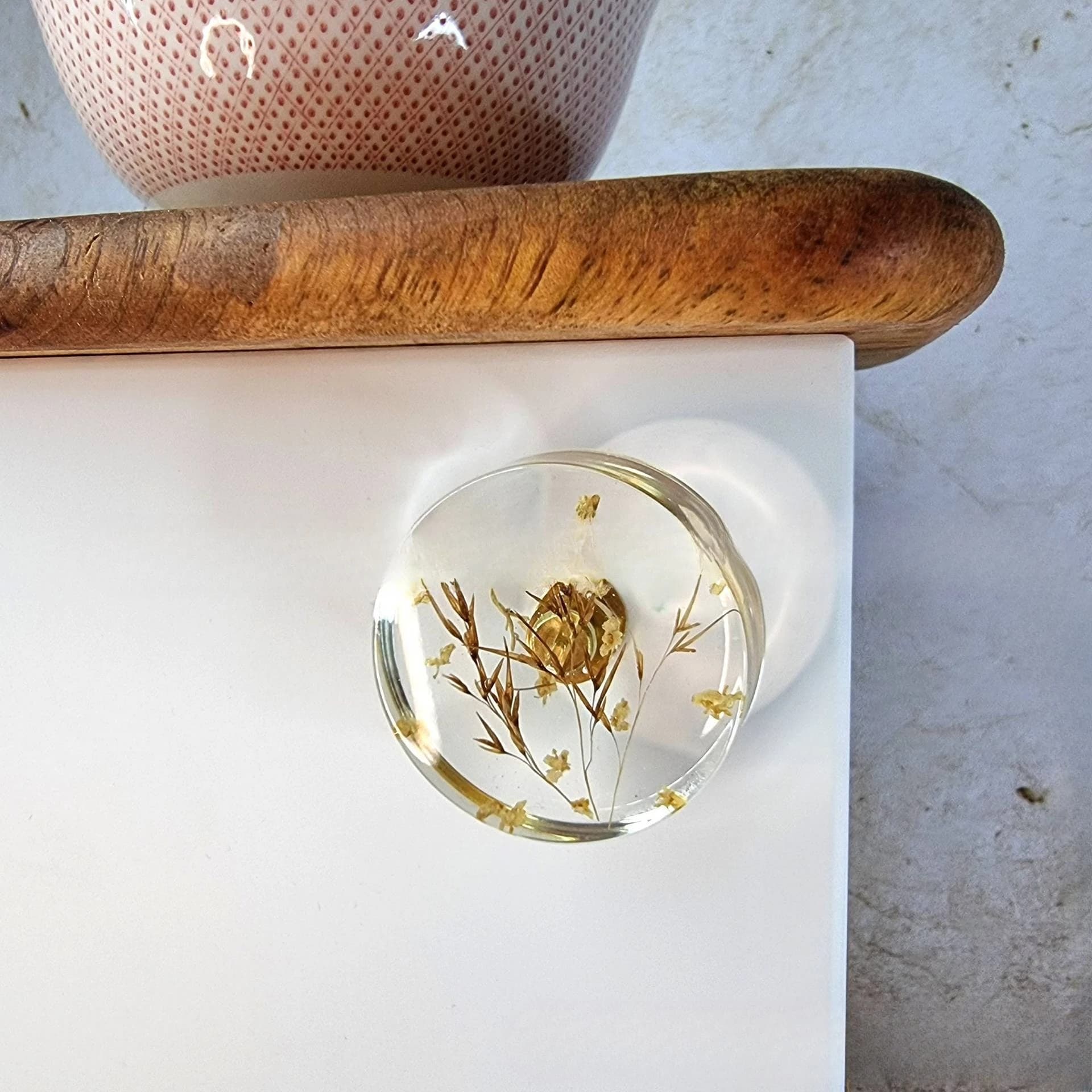 Crystal Epoxy Drawer Door Handle Buried Dried Flowers Interior Home Design Personalized Gifts