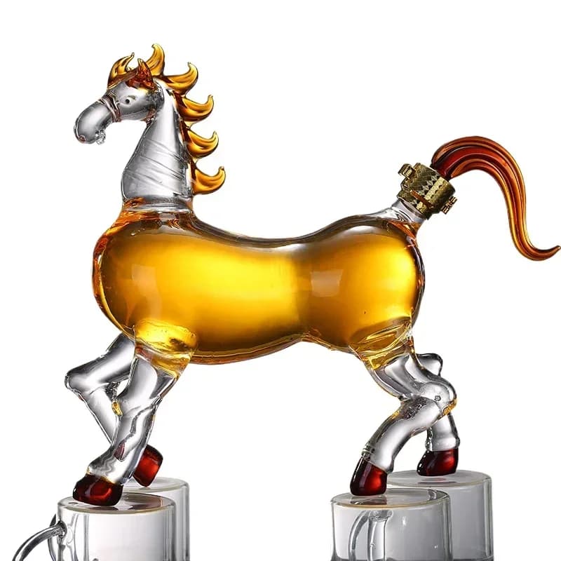 Horse-shaped wine bottle transparent empty wine bottle, creative glass sparkling wine bottle