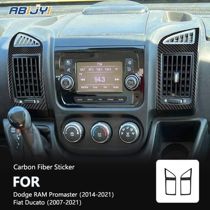 Center Air Vent Panel Carbon Fiber Interior Stickers For Dodge RAM Promaster 2014-2021 Fiat Ducato 2007-2021 Interior Accessorie