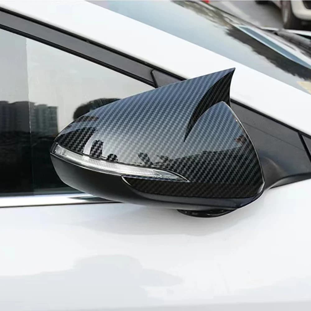 Carbon Fiber Gloss Exterior Mirror Cover Door Side Rear View Mirror Covers Trim For Hyundai i30 i30N 2018-2023
