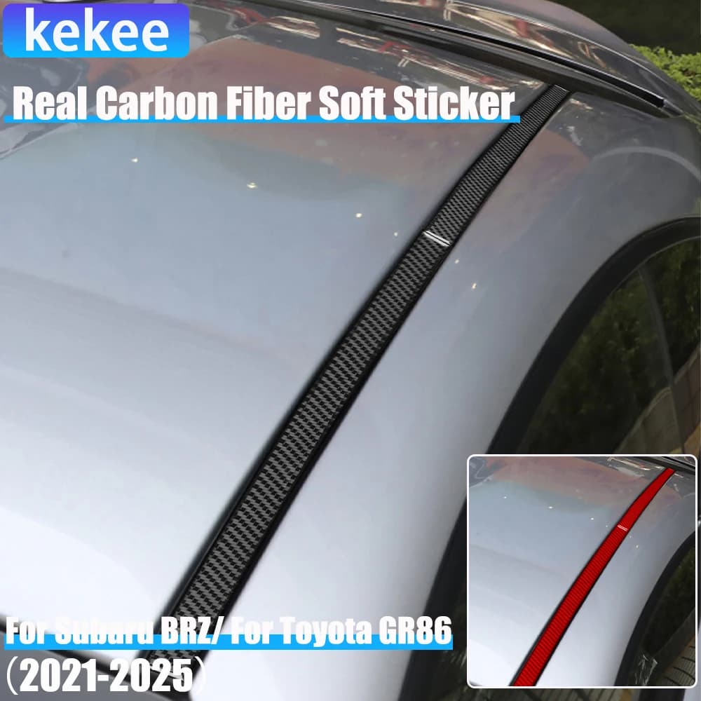 Real Carbon Fiber Car Accessories Roof Decorative Cover Soft Sticker For Subaru BRZ/ For Toyota GR86 2021 2022 2023 2024 2025