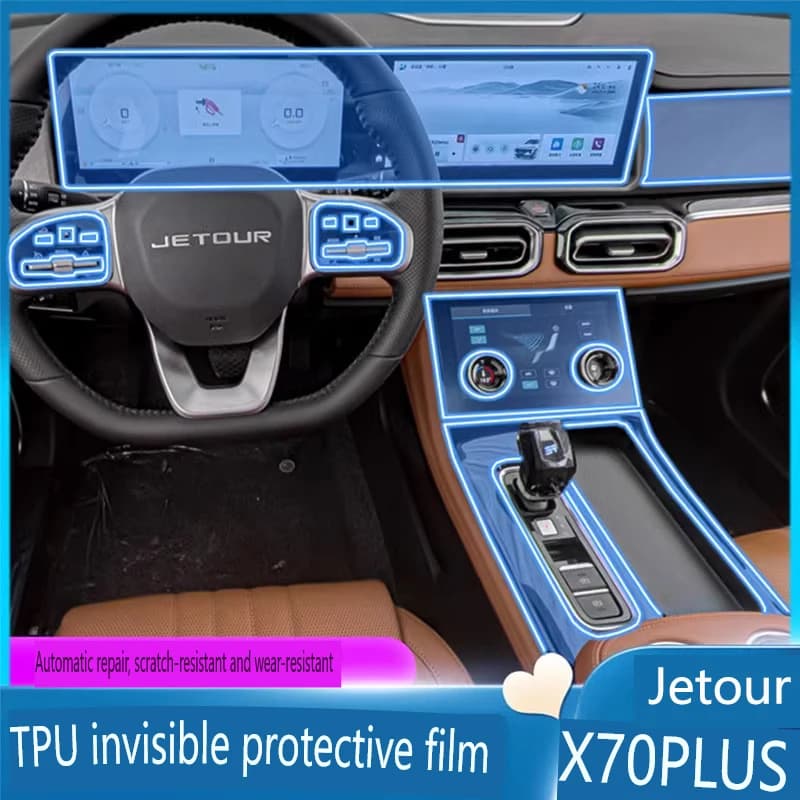 For Jetour X70 Plus 2025 Tpu Transparent Film Car Interior Sticker Center Console Door Anti-scratch Protective Film Accessories