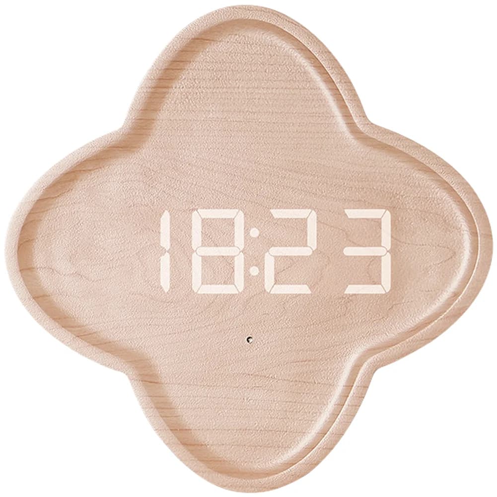 LED Wall Clock for Nordic Flower Silhouette for Living Room Study Bedroom Office Decor 25.5x25.5x2.5cm Wood Option