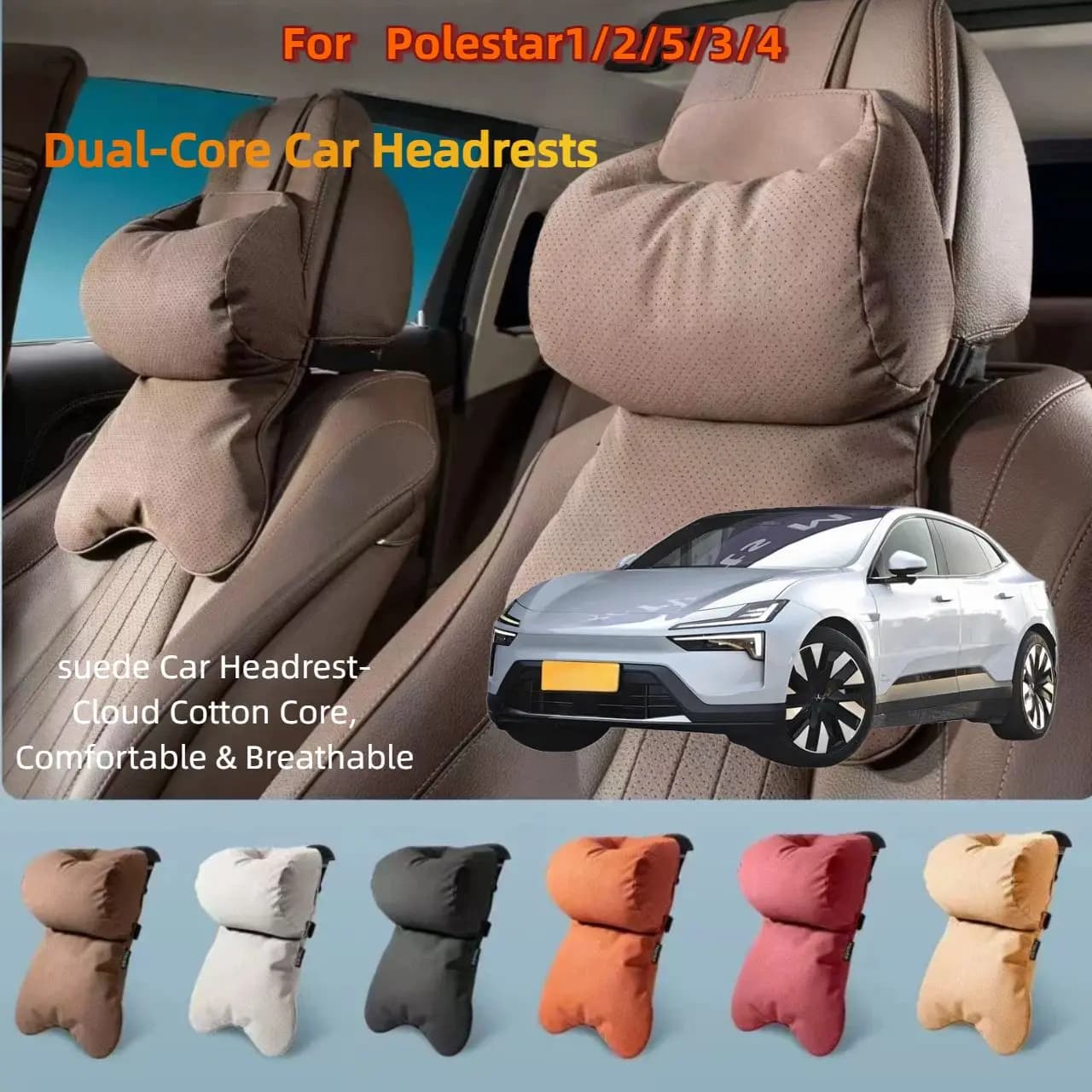Dual-Layer Breathable Car Headrest For Polestar1/2/5/3/4  Double Layer Neck Shoulder Support 4 Seasons Univers