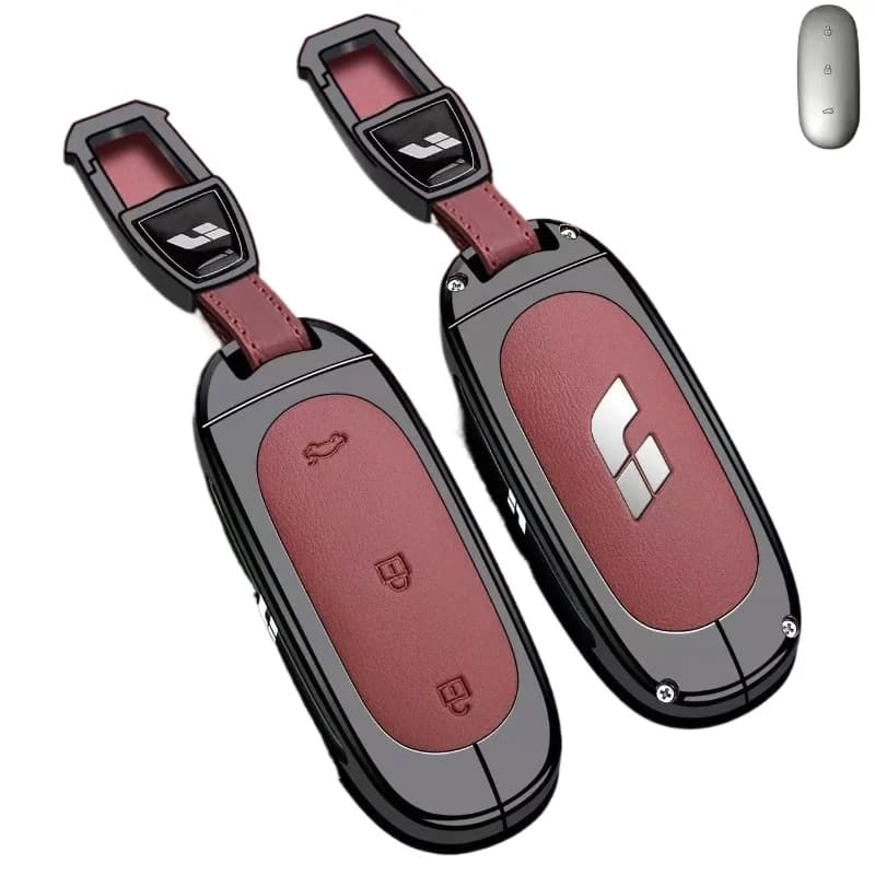 Zinc Alloy Key Fob Cover for Li Auto L7/i6/i8/L6/L8/L9/MEGA, Heavy Duty Metal Protective Case Shell with Keychain Keybag