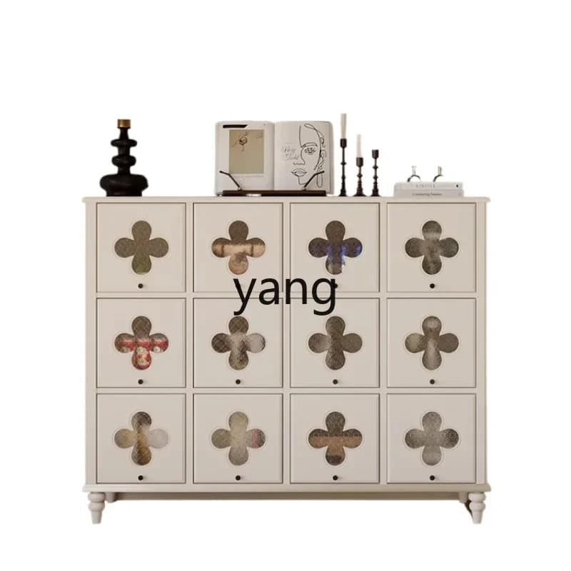 LH Cream Wind Solid Wood Display Cabinet Ash Wood Side Cabinet Storage Storage White Furniture