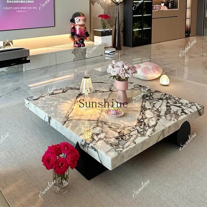 Light luxury advanced modern simple living room household size square coffee table       FT