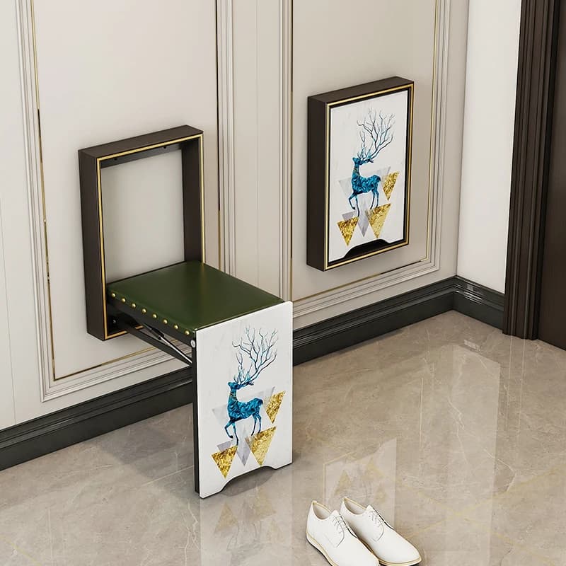 Household doorway wall-mounted shoe bench telescopic ultra-narrow space-saving wall folding shoe-changing stool