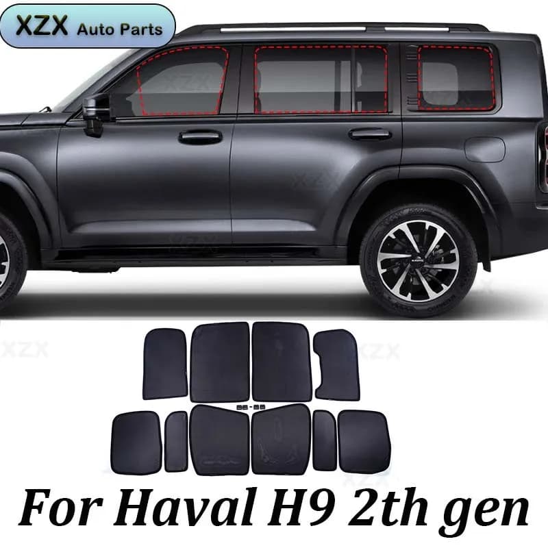 For Great Wall Haval H9 2gen Car Curtain Side Window Magnetic Sunshade Mesh Summer Sun Shade Window UV Protection Accessories