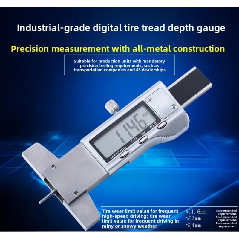 All‑metal Digital Tyre Tread Depth Caliper 0‑25mm Electronic Tire Wear Inspection Gauge