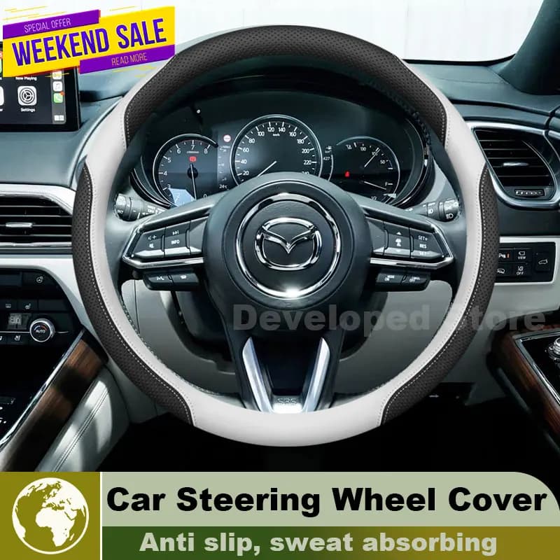 Car Steering Wheel Cover For Mazda CX-9 CX9 CX-90 CX90 2019-2024 2025 2026 Leather Auto Steering Wheel Mazda CX 9 Accessories