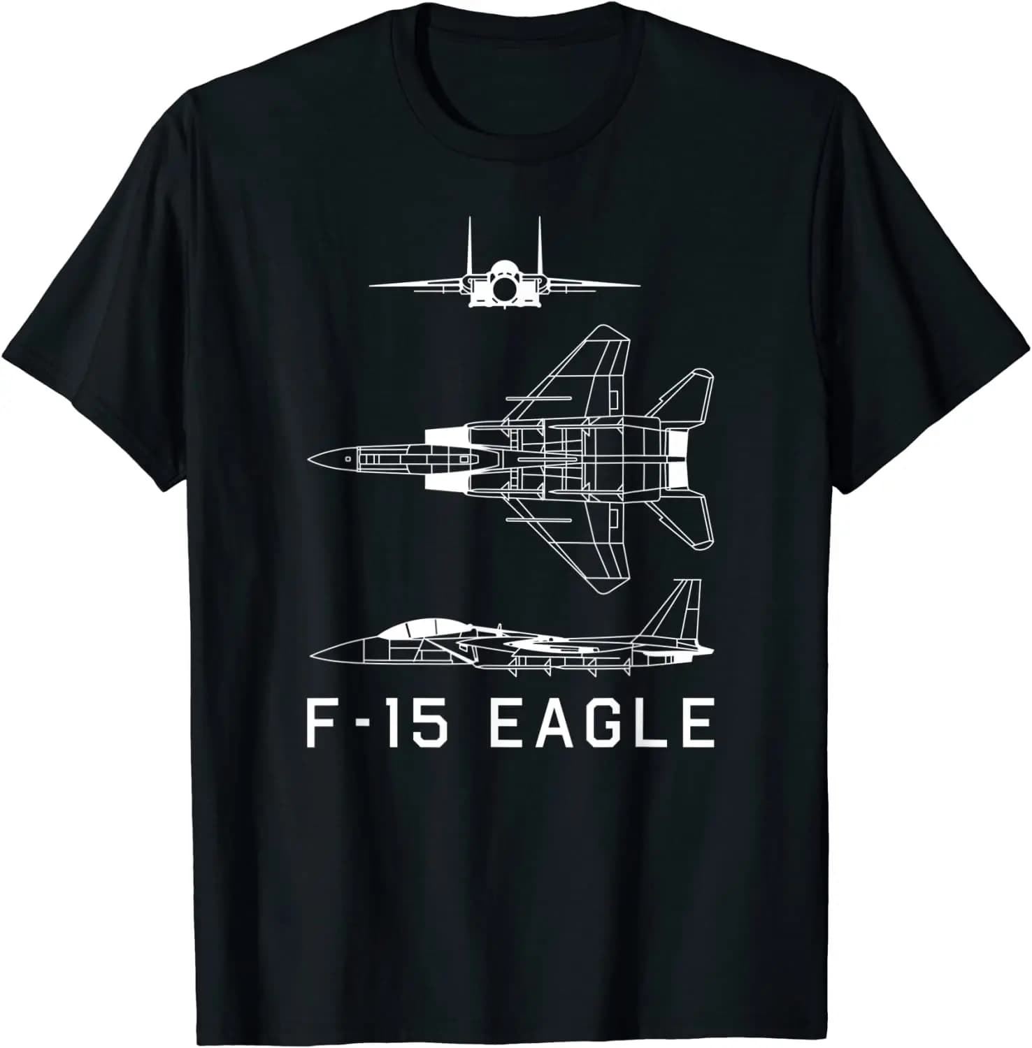 F-15 Eagle American Jet Fighter Plane Blueprint Men T-Shirt Short Sleeve Casual Cotton O-Neck Summer TShirt