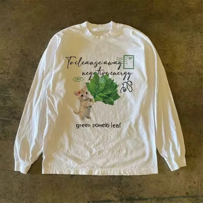 Mens T Shirts Y2k Clothes Heavyweight 260g Loose Fit Long Sleeve Tee Trendy Summer Slimming Top Small Batch Youth Style