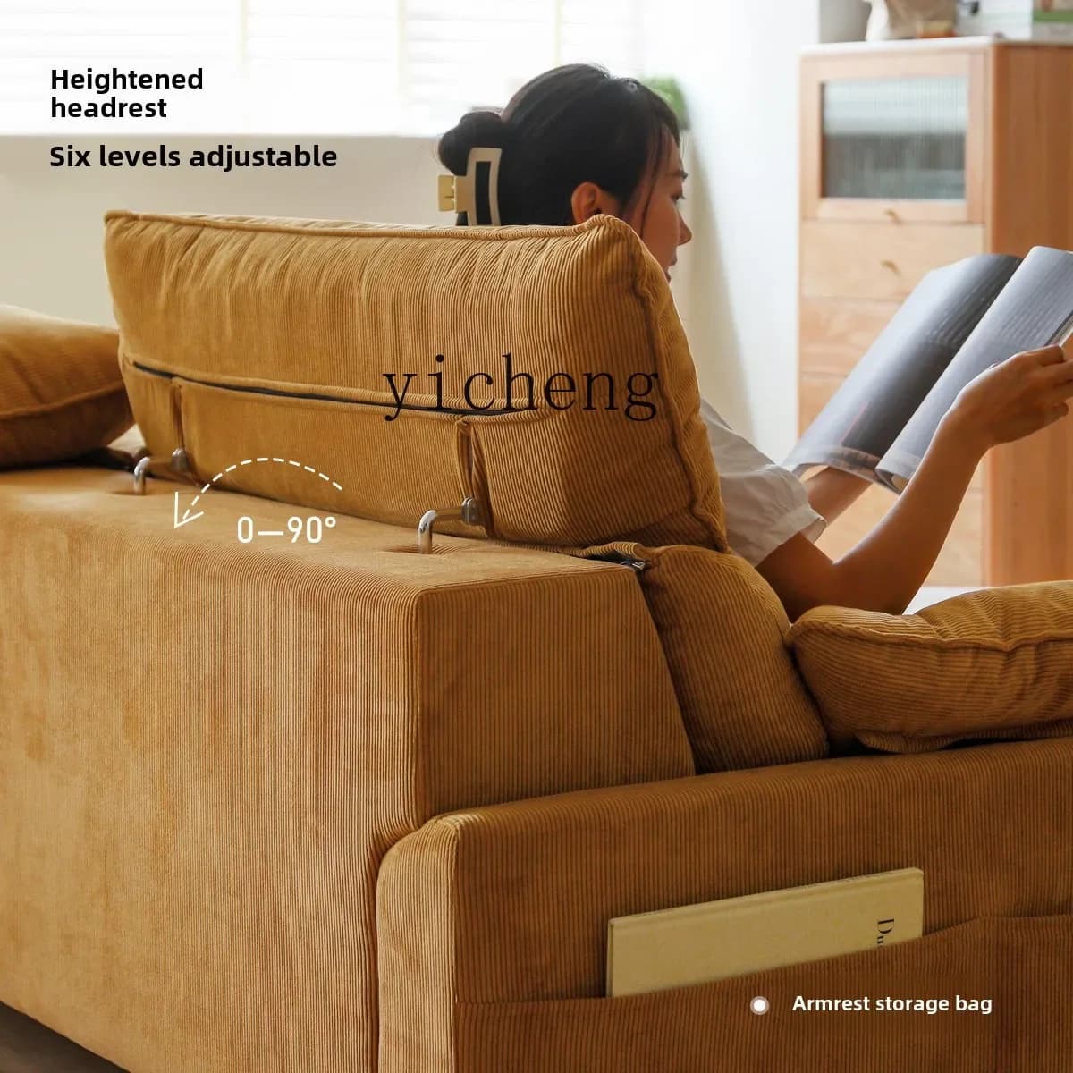 sofa living room simple modern cat scratching cloth sofa retro corduroy straight row sofa