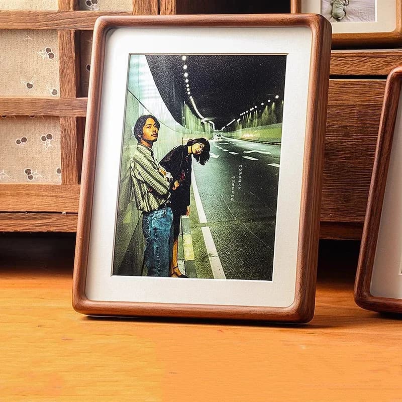 Premium Sapele Solid Wood Photo Frame - High-End Walnut Table Decor for Family Display, Elegant Art Frame Home Decor