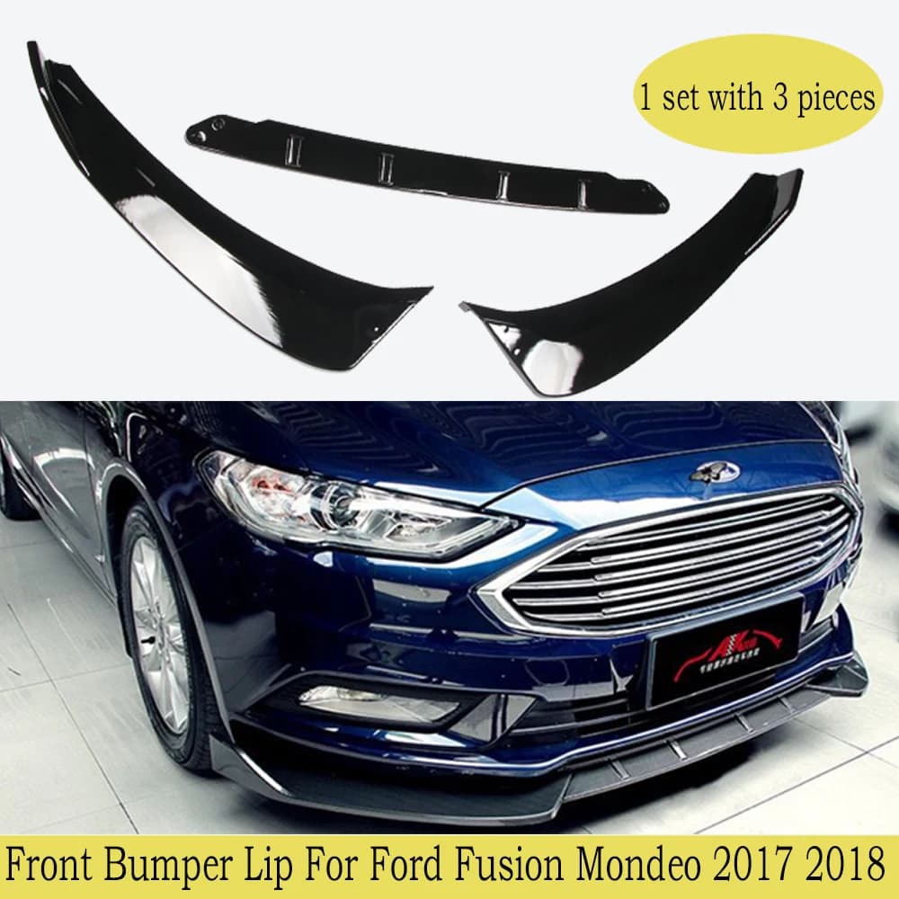 Car Accessory  Gloss Black Car Front Bumper Splitter Lip Diffuser Body Kit Spoiler Guard For Ford Fusion Mondeo 2017 2018