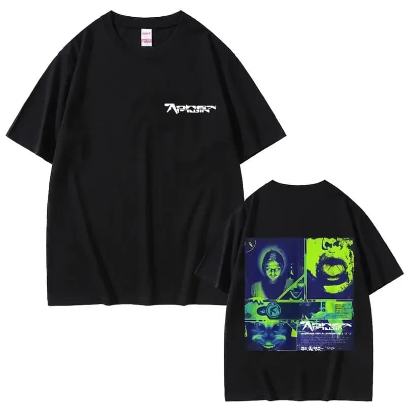 Aphex Twin Double Sided Print T-shirt Men Women Clothing Casual Cotton Vintage T-shirts Male Fashion Electronic Music T Shirts
