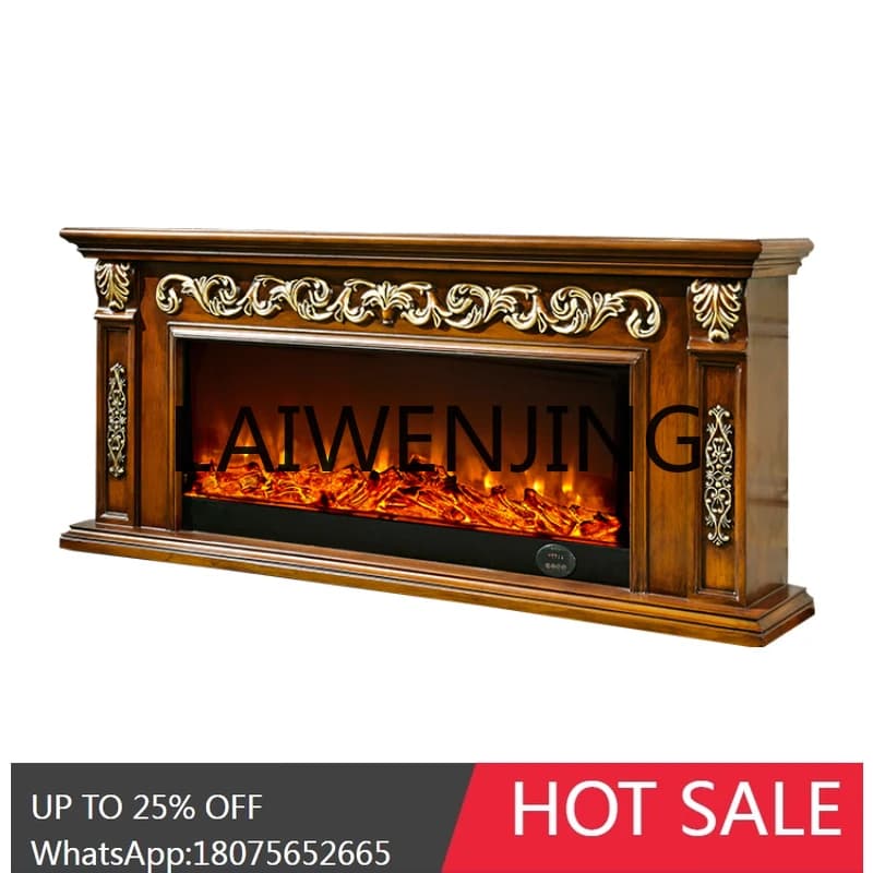 RWJ European-Style Solid Wood Fireplace Mantel Living Room Electronic Decorative Electric Fireplace TV Cabinet