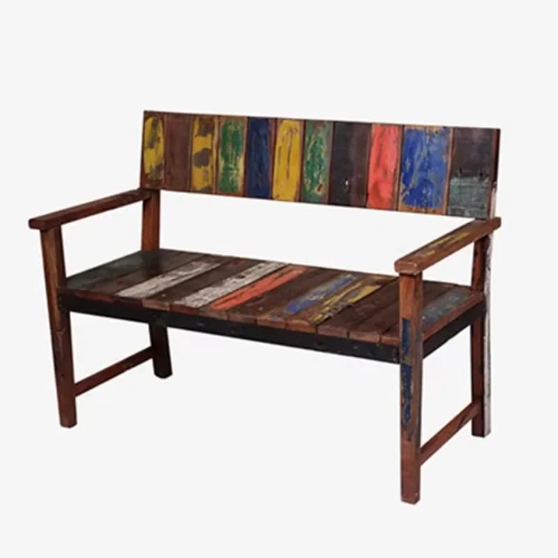 Eco-friendly furniture and decorative wooden outdoor benches, hand-recycled boat wood
