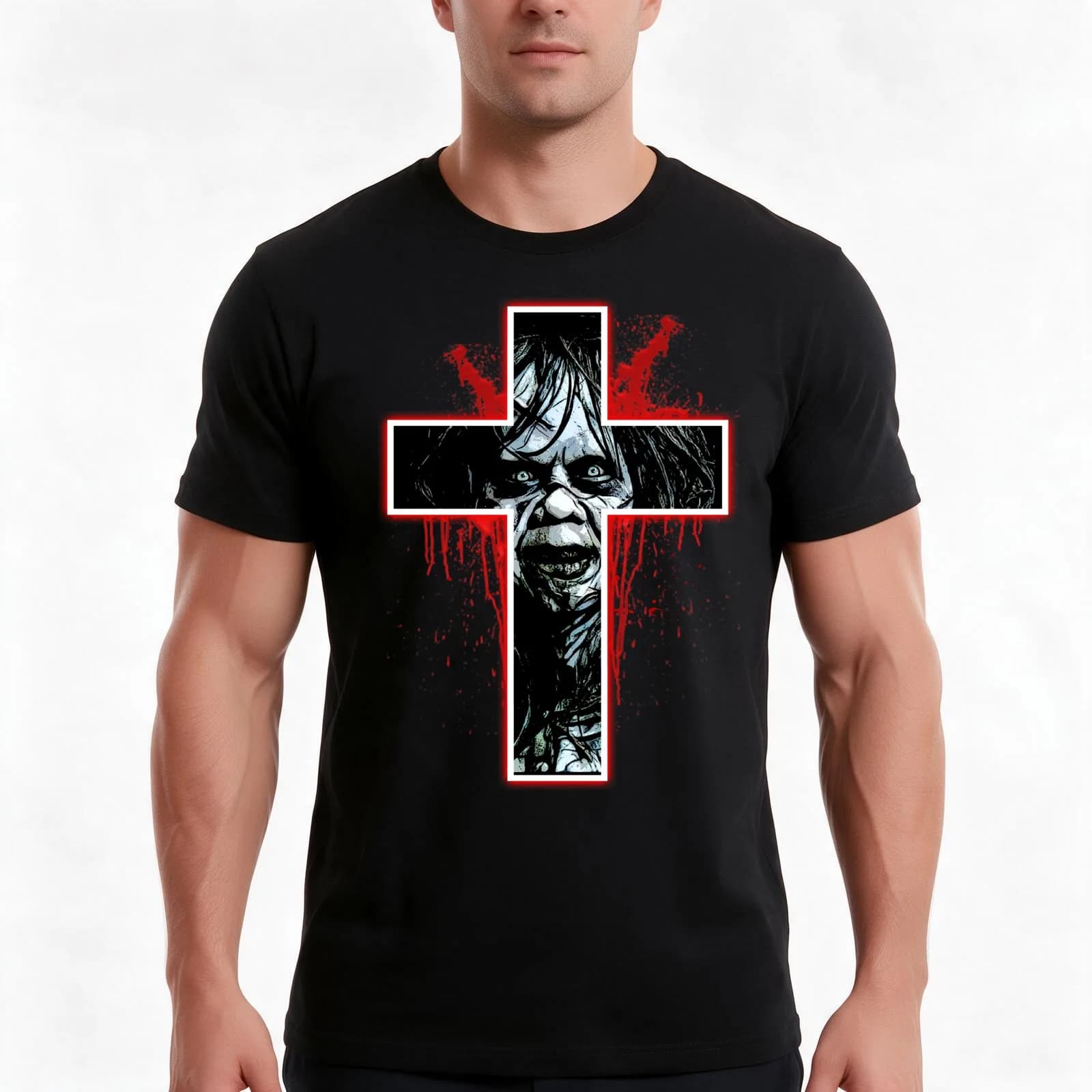 Regan- the Exorcist T-Shirt, Summer Casual Cotton Tee, Oversized Streetwear Tops, Vintage Graphic Print, Loose Fit Short Sleeve