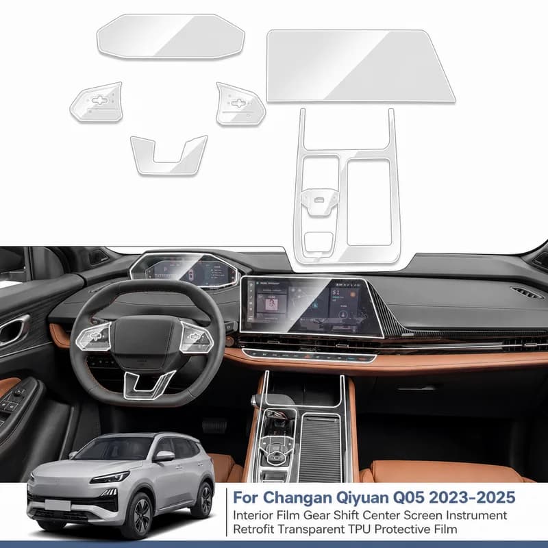For Changan Qiyuan Q05 2023-2025 Interior Film Gear Shift Center Screen Instrument Retrofit Transparent TPU Protective Film