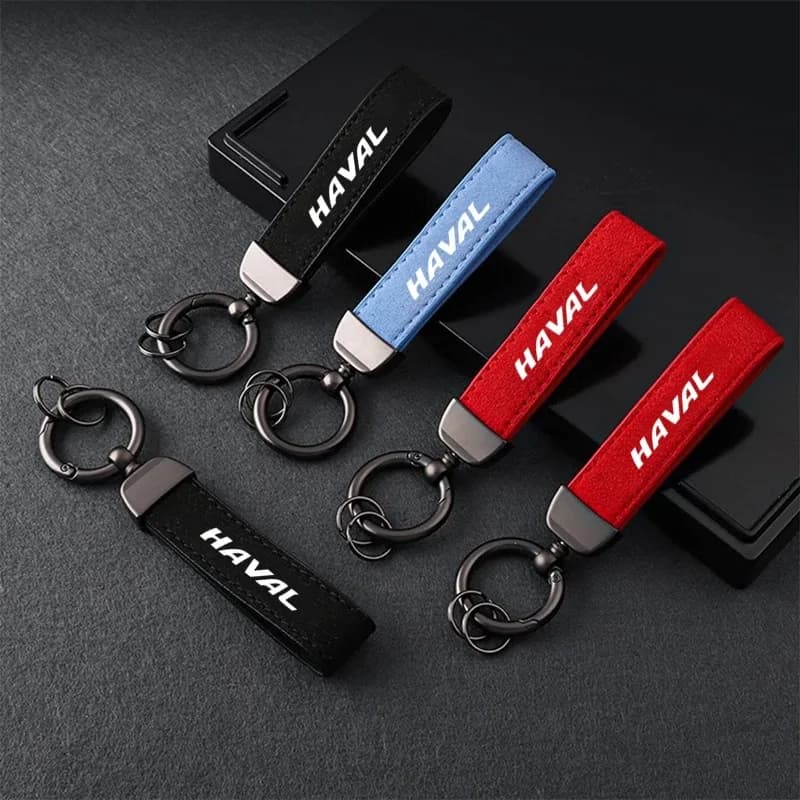 Car Keychain Suede Wristband Metal Clasp Premium Car Interior Accessories For Haval Jolion H6 M6 Dargo Raptor F7 H7 H9