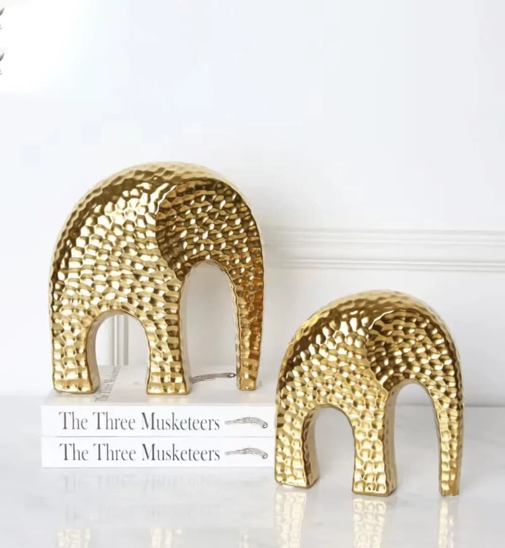 Golden Hammer Texture Elephant Statue Ceramic Abstract Elephant Statue Modern Art Sculpture Desktop Decoration Home Decoration