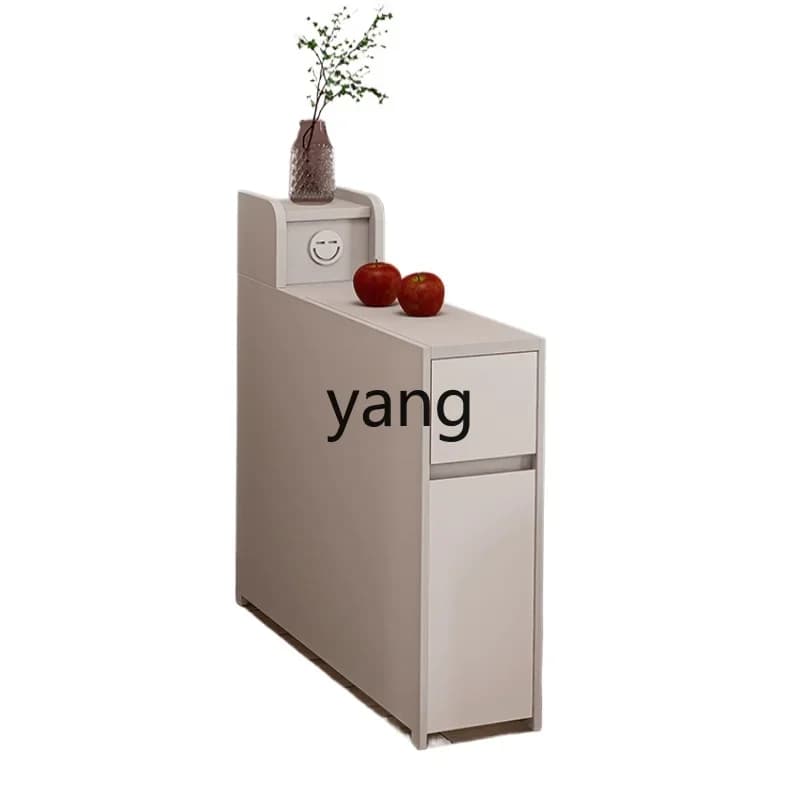 LH light luxury sofa side cabinet solid wood living room with smiley face charging socket simple modern narrow locker