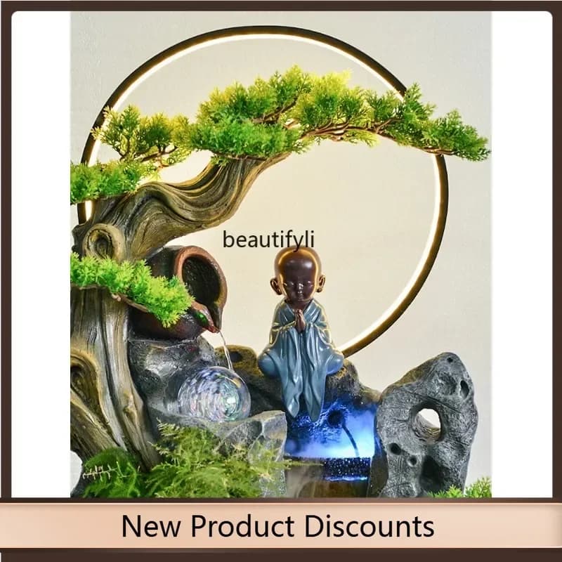 K185 Chinese Zen Artificial Mountain and Fountain Circulating Water Decoration Indoor Living Room Landscaping Fortune Opening Gi